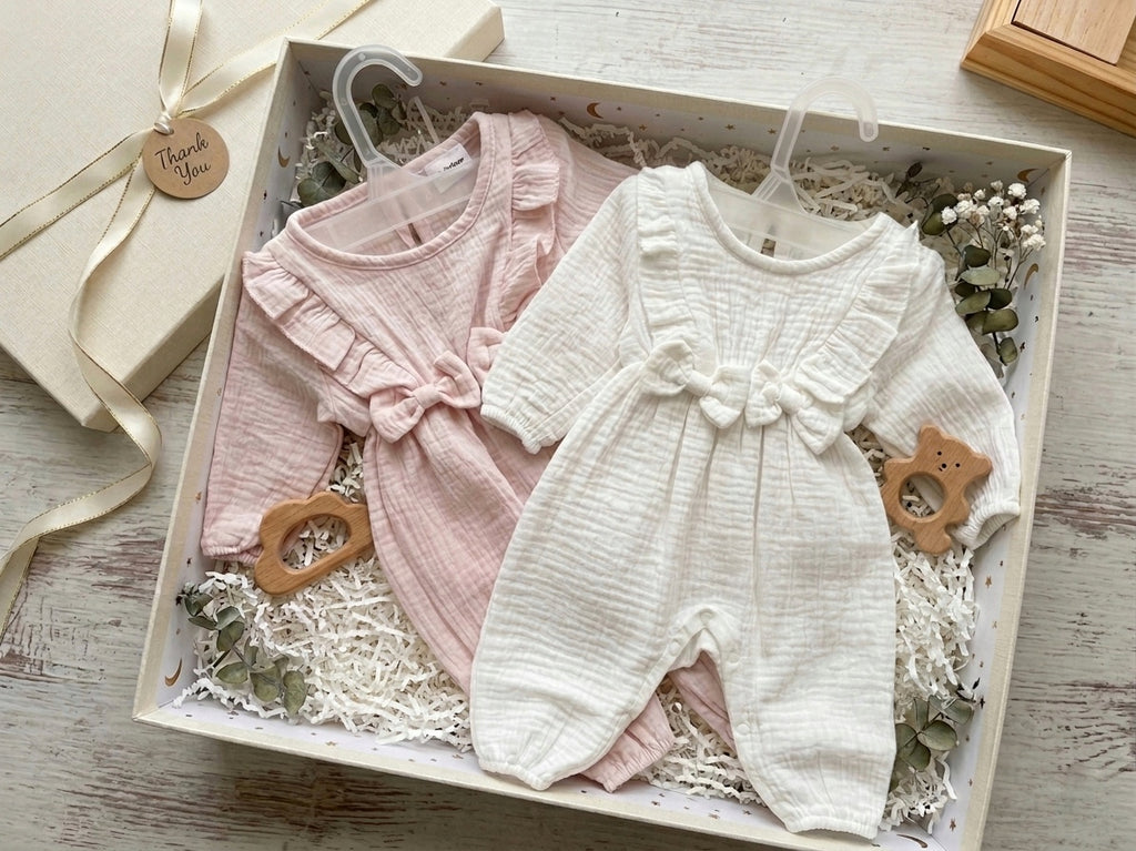 Ruffle Bow Newborn Jumpsuit & Headband