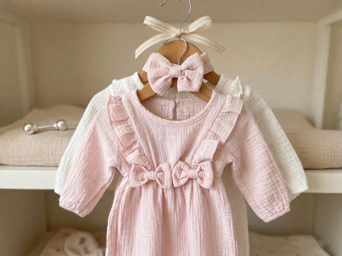 Ruffle Bow Newborn Jumpsuit & Headband