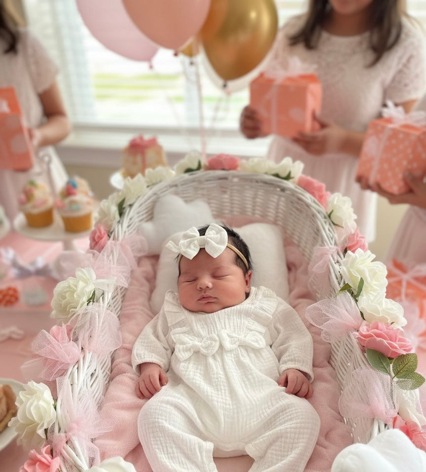 Ruffle Bow Newborn Jumpsuit & Headband