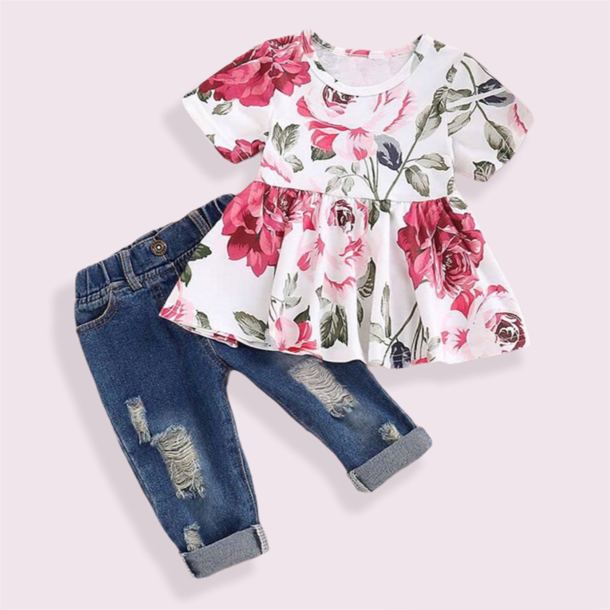 Floral Blouse + Ripped Jeans