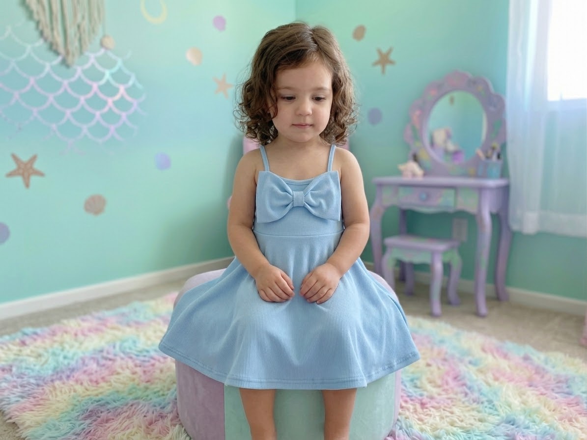 Ribbed Baby Blue Dress